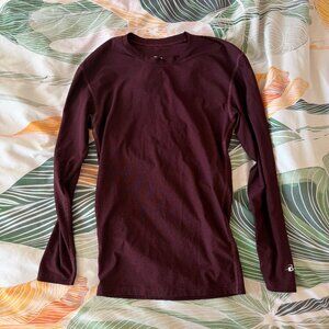 Badger Sport Lightweight Dri-Fit Dark Maroon Body-Hugging Long Sleeve Top SM/XS